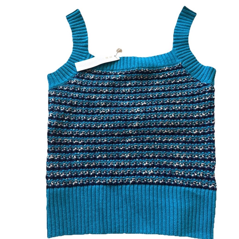 Trina Turk Teal and Navy Multicolor Knit Tank Size Small NWT MSRP $178